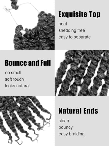 Salt and Pepper Passion Twist Hair Extensions 4 Inch Short Crochet Braid - Pack of 8