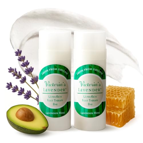 Victoria's Lavender Heel Balm Stick ? Ultra-Rich Foot Therapy Balm for Dry, Cracked Feet ? Softener for Cracked & Rough Skin ? Dry Heels Treatment for Men and Women - Lavender Mint - 2 packs