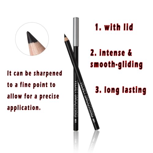 Black Eyeliner Pencil Set - 12 PCs Matte Silky Formulas Waterproof Eye Crayon Liners