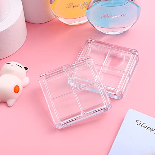 Beaupretty 8 Pieces Empty Eyeshadow Pallet 4 Grids Eye Shadow Lipstick Storage Case Box Clear Makeup DIY Cosmetic Organizer Container