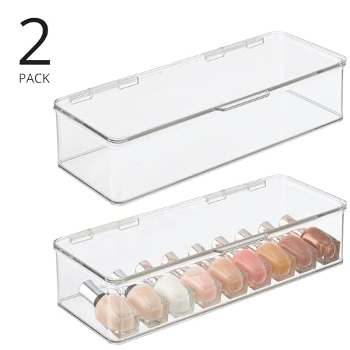 Stackable Makeup Storage Organizer Box - Clear Bathroom Vanity & Drawer Holders - 2 Pack