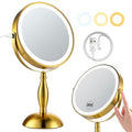 DASLAVA Gold 30X Magnifying Makeup Mirror with Lights, Rotatable & Rechargeable