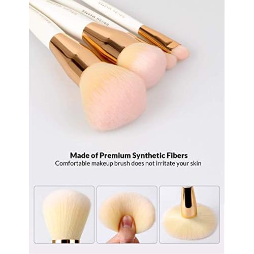 Makeup Brushes Set for Fan Brush Kabuki Foundation, Eyeshadow, Blush, Blending, Lip, Full Face Cosmetic Kit w/Brush Holder,11Pcs