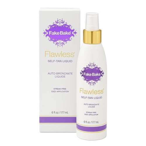 Fake Bake Flawless Self-Tanning Liquid Streak-Free, Long-Lasting Natural Glow For All Skin Tones - Sunless Tanner Includes Professional Mitt For Easy Application, Black Coconut Scent - 6 oz