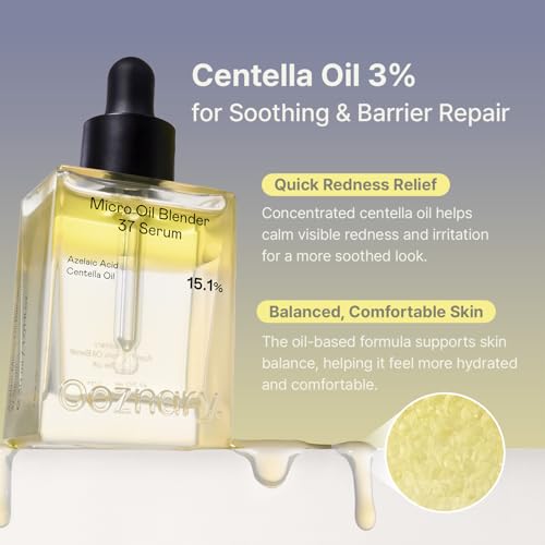 Azelaic Micro Oil Blender 37 Serum with 12% Azelaic Acid, 3% Centella Oil & Kojic Acid for Redness and Troubled Sensitive skin¤ÓA low-irritant & Soothing Korean Skincare ? 1.01 fl oz / 30ml