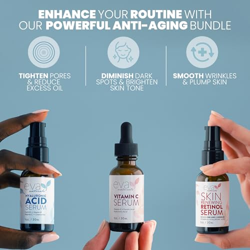 Eva Naturals Anti-Aging Serum Set - Vitamin C, Retinol & Hyaluronic Acid - Anti Aging Bundle