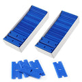 200 Pcs Plastic Razor Blades Plastic Scraper Blades Double Edge Razor Blade for Removing Labels Stickers Gasket Decals on Glass Car Window - Blue