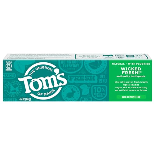Natural Fluoride Toothpaste with Spearmint - Long Lasting Fresh Breath, 4.7 oz Pack of 2