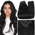 Full Shine Clip-In Human Hair Extensions - Jet Black, 22 Inch, 7pcs, 120g