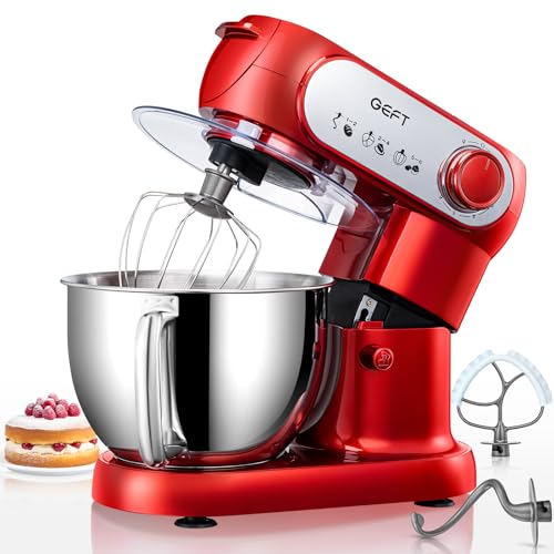 GEFT Red 6QT Electric Stand Mixer with Splash Guard & 600W Dough Hook
