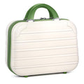 14 Inch Hard Shell Makeup Train Case with Green & Beige Variation - Travel Cosmetic Organizer