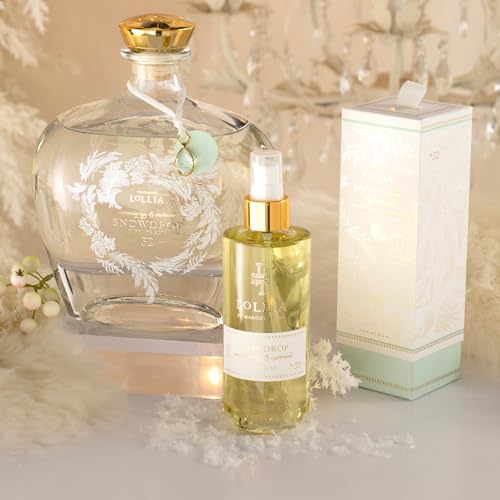 Lollia Snow Drop Dry Body Oil, 6.8 fl oz, 202 ml, Winterberry & Cashmere Scented After Shower Oil for Women, Hydrating Moisturizer for All Skin Types, Luxury Self Care