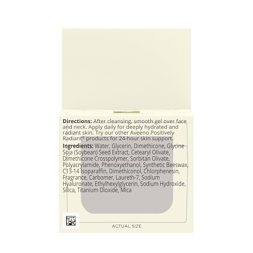 Aveeno Positively Radiant Daily Gel Facial Moisturizer with Hyaluronic Acid & Tone-Correcting Soy - 1.7 Fl Oz Pack of 2