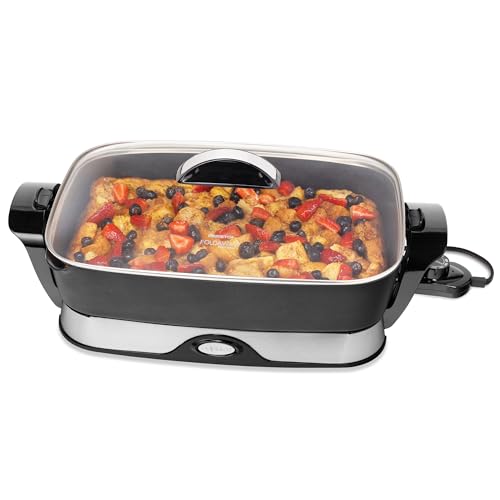 Electric Foldaway Skillet - 16-Inch Nonstick Cooking Pan with Removable Base