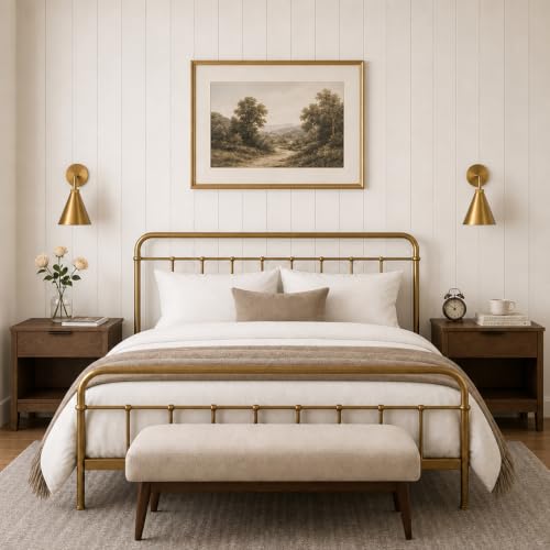 Vintage Modern Brass Wall Sconce - 6 Inch Conical Wall Lamp, Durable Metal Finish