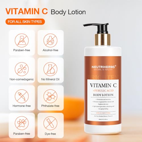 Vitamin C & Ferulic Acid Body Lotion for Dry Skin - 400ml Nourishing Moisturizer