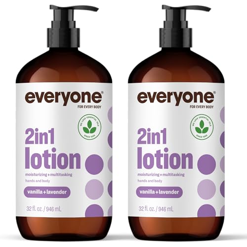 Everyone 2-in-1 Hand & Body Lotion - Vanilla Lavender, 32 oz Pack of 2 - Cruelty-Free & Eco-Friendly