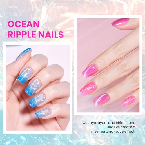 Beetles Jelly Gel Nail Polish Set - Sunbeam Jelly 20 Neon Rainbow Colors with Glitter & Rhinestones