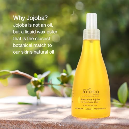 Jojoba 100% Pure Australian Oil 250ml ? Cold-Pressed Natural Oil for Face, Hair & Body ? Lightweight, Non-Greasy, Hypoallergenic Moisturizer ? Sustainably Grown & Bottled in Australia (250ml)