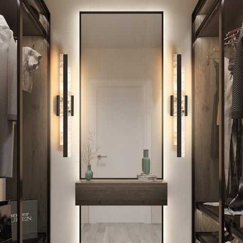 HAHZT Black 27 Inch Dimmable LED Bathroom Vanity Light Over Mirror - Modern Wall Sconce Fixture