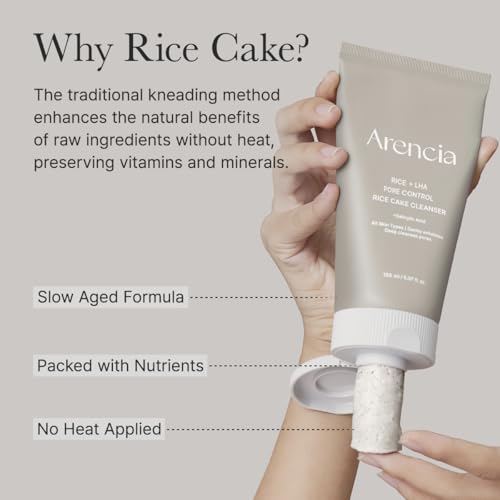 ARENCIA Rice + LHA Pore Control Rice Cake Cleanser - Deep Cleansing for All Skin Types - 150ml / 5.07 fl oz