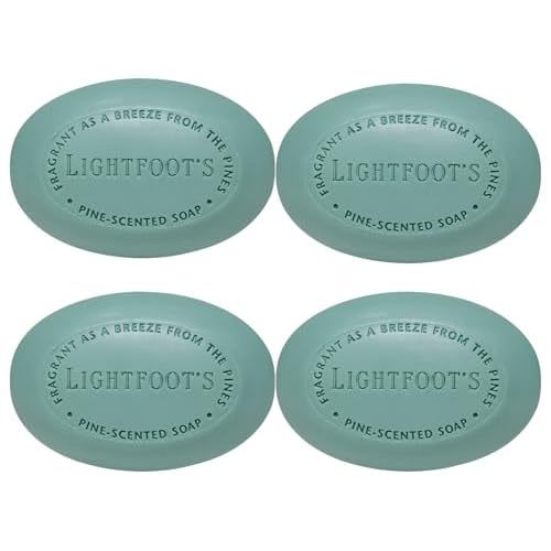 Lightfoot's Pine Soap for Men (Set of 4 Bars) All Natural Pine Scented Mens Athletic Soap for Body or Hands