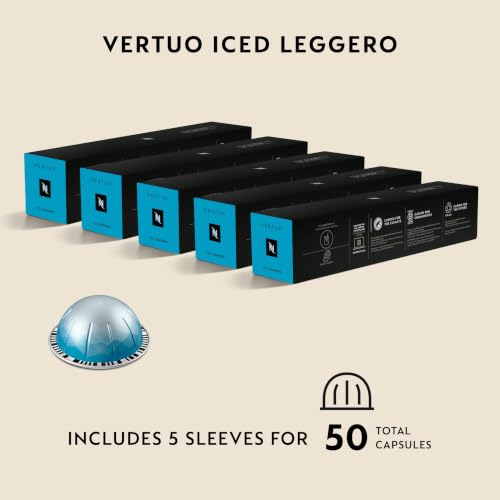 Nespresso Vertuo Coffee Pods Iced Leggero Light Roast - 10 Count Pack of 5