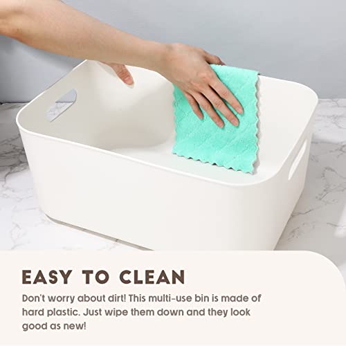Plastic Storage Bins with Lids - 8 Pack White 14 x 10.5 x 6.5 in - Home & Office Organization