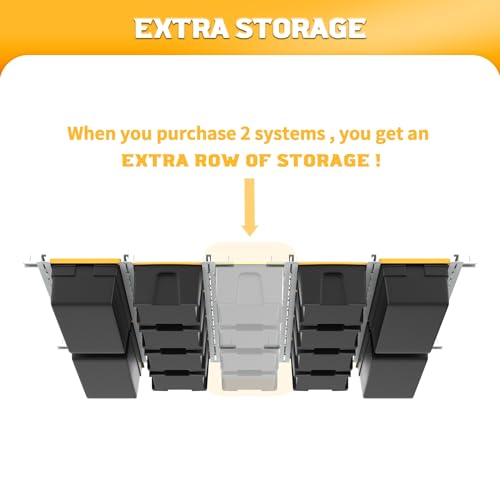 WALMANN Overhead Garage Storage Rack with Ceiling Bin Rails - White
