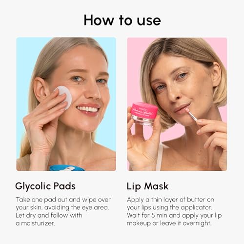 MAREE Lip Mask & Glycolic Peel Pads Bundle for Hydrated Skin & Soft Lips