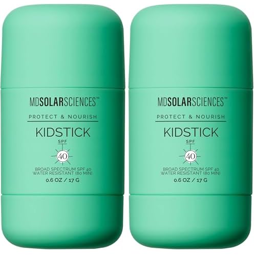 MDSolarSciences Mineral KidStick SPF 40 | Gentle Sunscreen Stick for Kids | Zinc Oxide,Vitamins C & E-| Easy Glide On,Broad-Spectrum,Fragrance-Free,Mess-Free Sun Protection-| 0.6 oz,(Pack of 2)