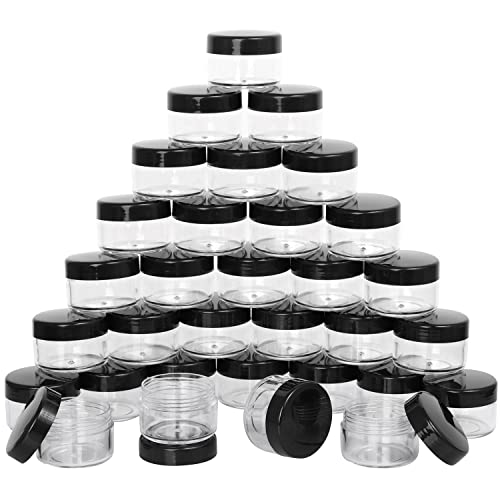Black 15g Makeup Sample Containers - 100 Count Travel Cosmetic Jars with Lids Variation of Black / 15g