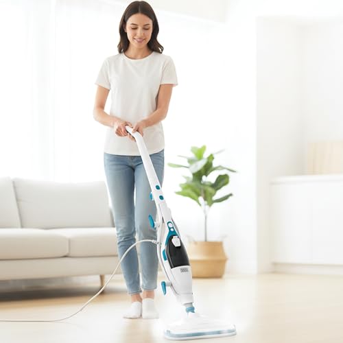 2-in-1 Steam Mop & Handheld Steam Cleaner - White/Blue, 1500W, Fast Heat-Up, 13 Accessories