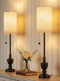 EJIAXIN Matte Black Set of 2 Buffet Table Lamps 28in Slim Living Room Decor