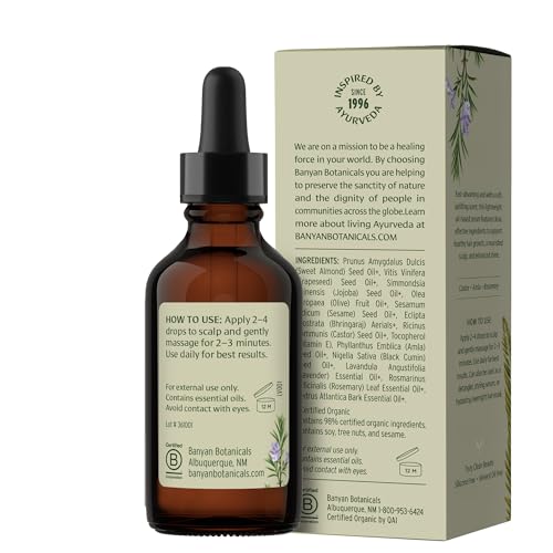 Banyan Botanicals Ayurvedic Hair Serum with Organic Amla & Rosemary - Nourishing Hair Growth & Shine - 2 fl oz