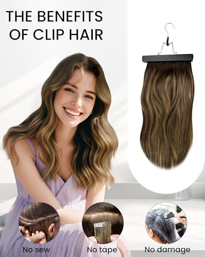 Clip-In Hair Extensions Brown Blonde Balayage 18 Inch 80g - Light Brown Variation 1-A-#8/18/60