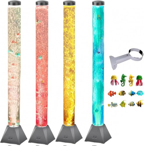 CALOVER Black LED Sensory Bubble Fish Tube Night Lamp 4Ft Wall-Mount Aquarium Light