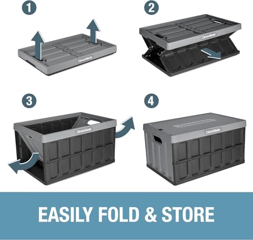 CleverMade Ocean Collapsible Storage Bins 62L 3 Pack, Heavy-Duty Plastic Crates