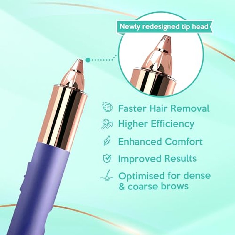 2 in 1 Eyebrow and Facial Hair Remover for Women Painless Electric Razor Epilator Trimmer Shaver with 18K Gold-Plated, USB Rechargeable, 360¡Æ LED for Flawless Eyebrow and Face Hair Removal