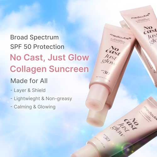 medicube Just Glow Collagen SPF 50 Sunscreen 1.69 Fl Oz Pack of 2 – Hydrating, Non-Sticky Face SPF