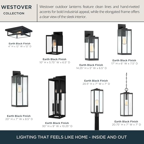 Outdoor Flush Mount Ceiling Light - Westover 12 Inch Black Finish