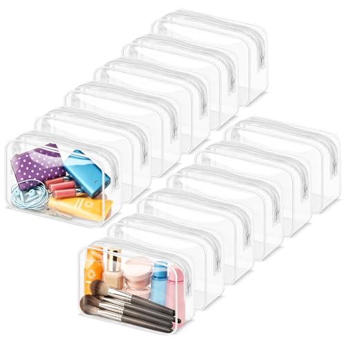 Medium Clear Waterproof Makeup Bag Set - 12 PVC Travel Toiletry Organizer