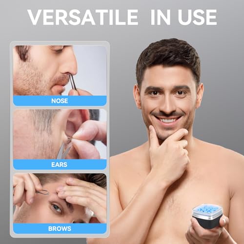 Nose Wax Kit - Portable Ear Nose Hair Waxing Kit for Men and Women with 100g £×ax, 10 Applicators, 40 Nose Hair Sticks, 10 Mustache & 10 Ear Protectors, Wax Warmer Kit for Hair Removal