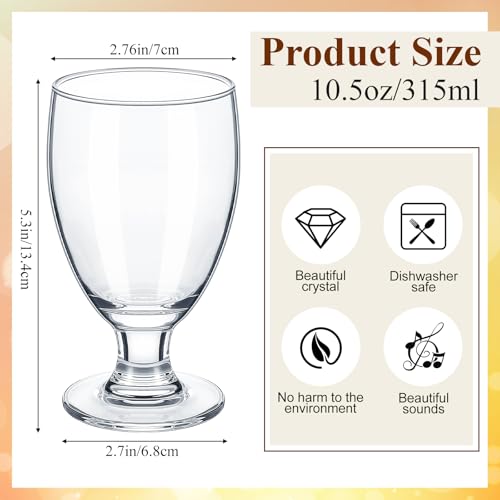 Set of 30 Water Goblets - Clear Stemmed Drinking Glasses 10.5 oz - Elegant Crystal Glassware