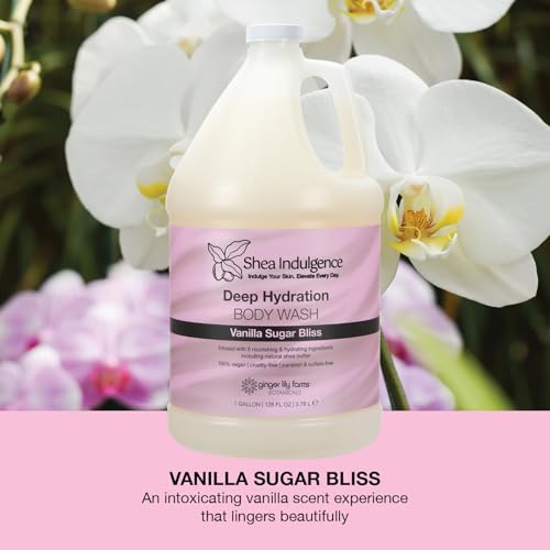 Ginger Lily Farms Shea Indulgence Body Wash Vanilla Sugar Bliss 128oz – Deep Hydrating, Vegan & Cruelty-Free