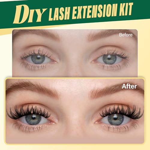 KEYYOULASH Lash Clusters Kit Thick 120pcs 8-18MIX Lash Extension Kit Volume Lash Clusters with Bond and Seal,Remover,Applicators for DIY Eyelash Clusters at Home (KY01 Kit)