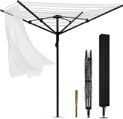 Heavy Duty Outdoor Umbrella Clothesline with 12 Lines & Adjustable Height
