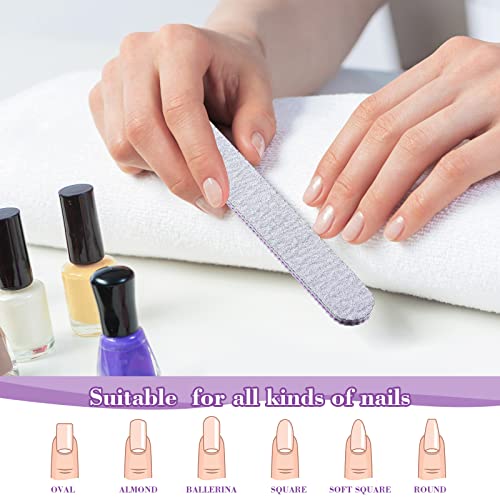 200 Pcs Nail Files Bulk Set 4 Styles Double Sided 100/180 Grit Manicure Tools