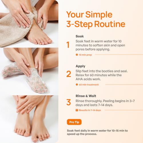 Foot Peeling Mask Set - 4 Pairs Peach Exfoliating Foot Treatment - Derm Tested