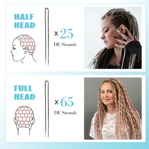 24 Inch 3-in-1 Mixed Double Dreadlock Extensions - Ombré Purple, 15 Pieces, DE-24 Inch